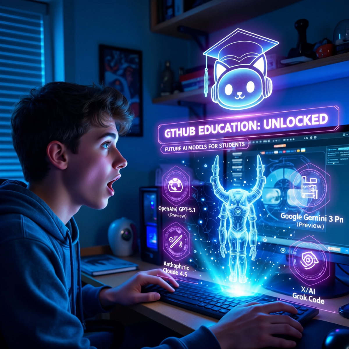 GitHub Education 教育版滿滿免費大禮包，也能使用 GPT-5.1、Gemini 3 Pro 模型