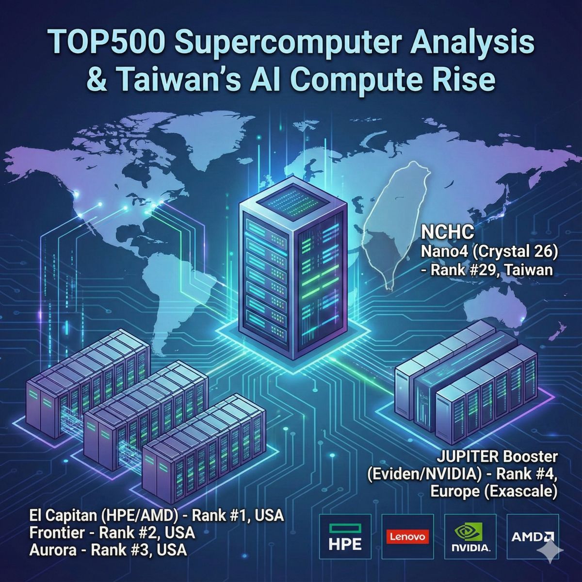 全球 TOP500 超級電腦排名分析：美歐稱霸與台灣 AI 算力崛起