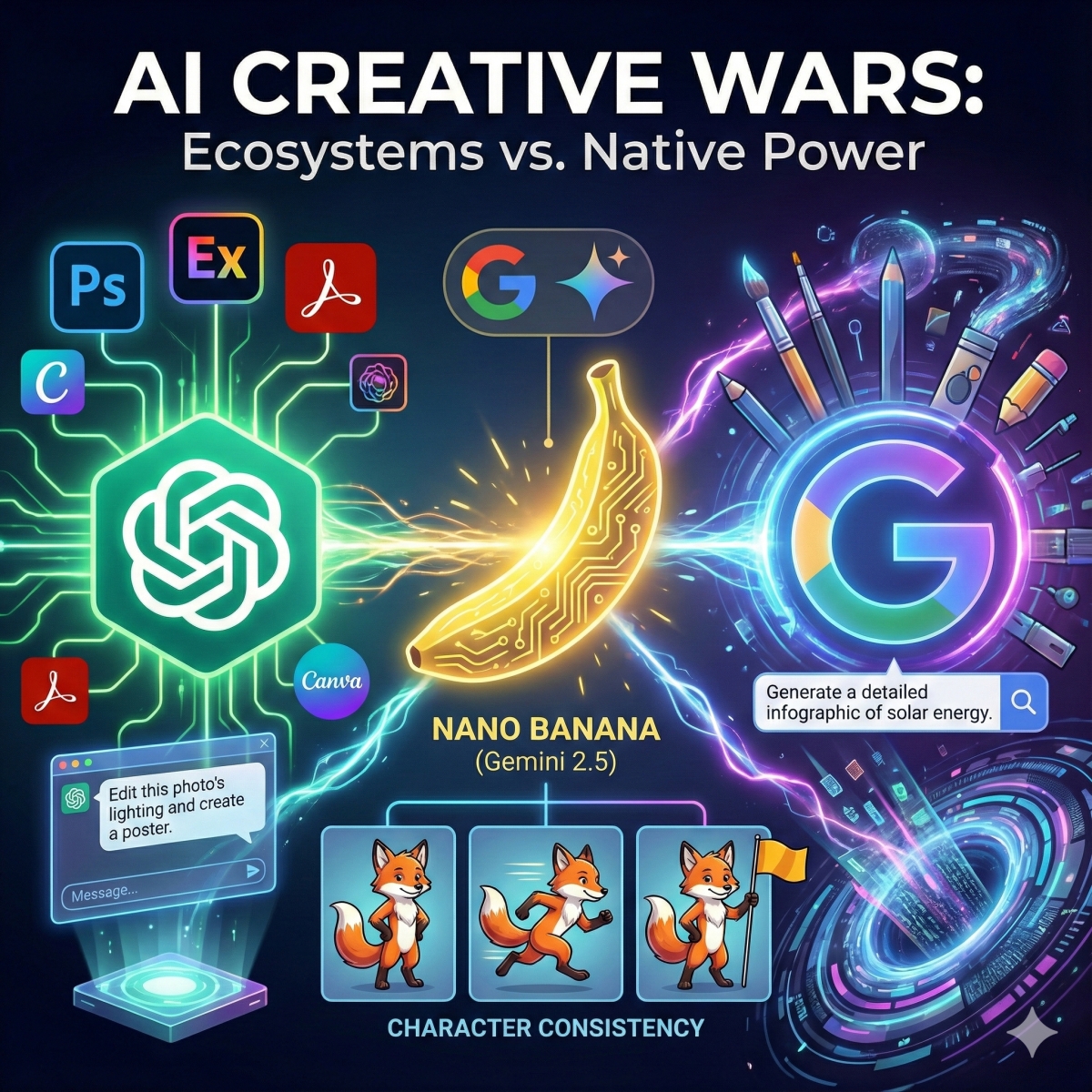 創意 AI 戰國時代:ChatGPT 攜手 Adobe、Canvas 力拼 Google Gemini Pro