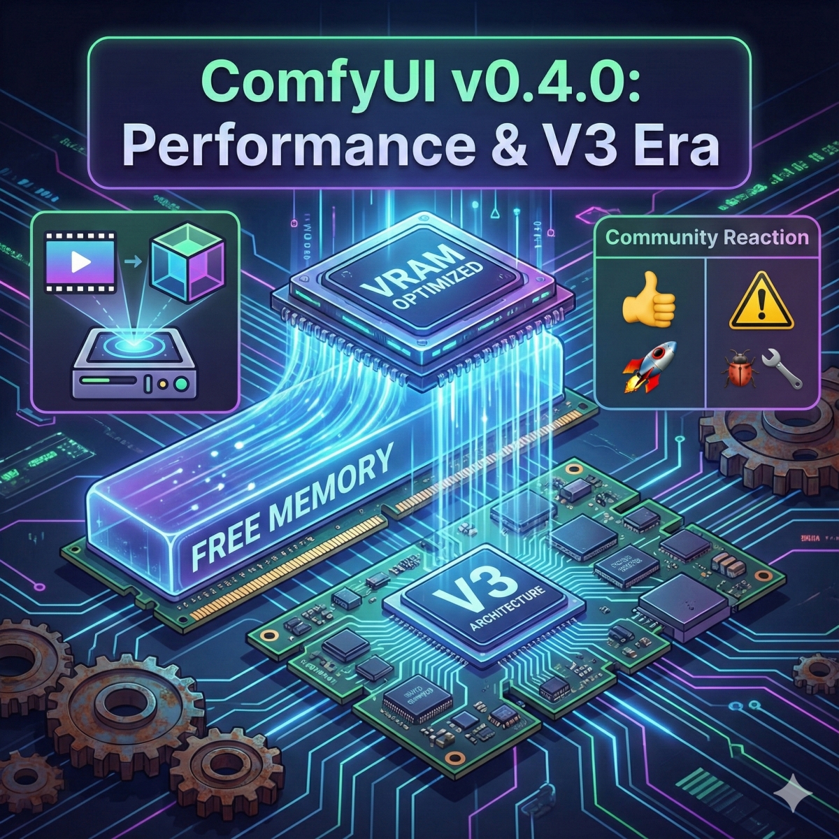 新版ComfyUI v0.4.0 大幅降低 VRAM 用量,V3 架構全部部署