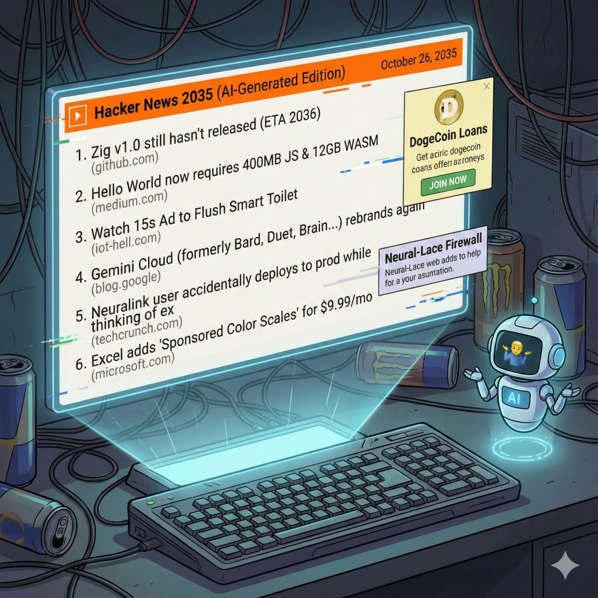 用 Gemini Pro 3 打造 2035 年 Hacker News 首頁預言 充滿 AI 諷刺與訂閱制地獄