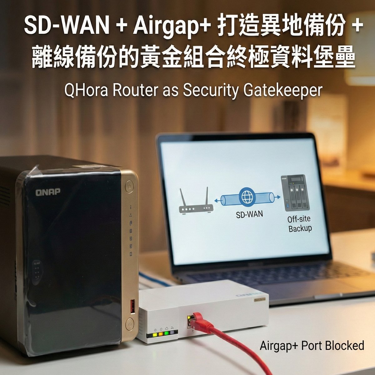 SD-WAN + Airgap+ 打造異地備份 + 離線備份的黃金組合終極資料堡壘