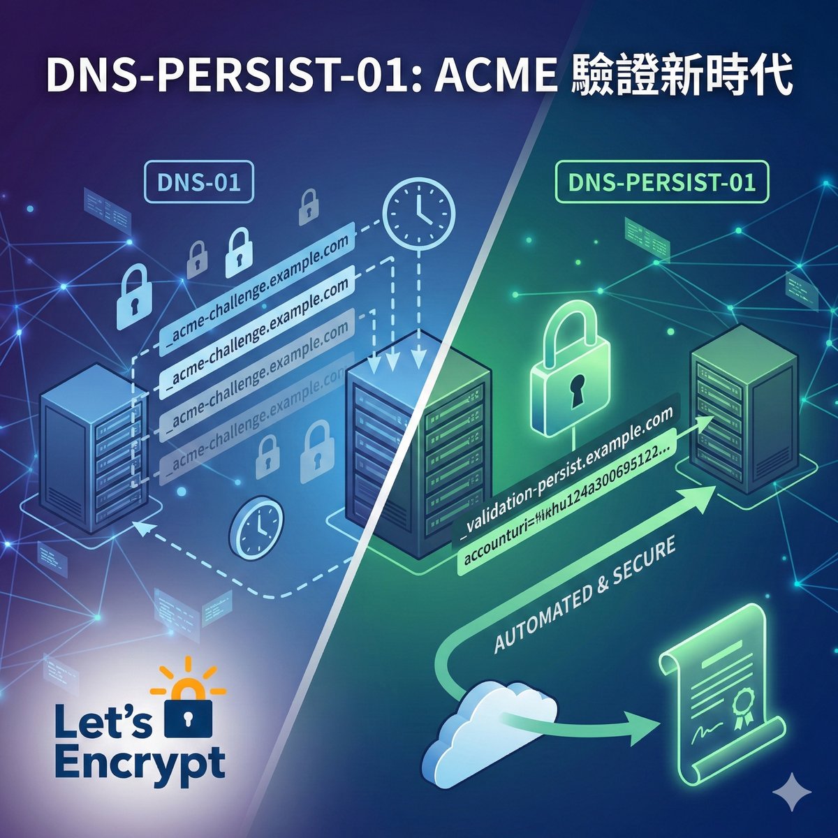 Let’s Encrypt DNS-PERSIST-01 重塑萬用字元憑證自動化，ACME 驗證從一次性挑戰走向持久授權