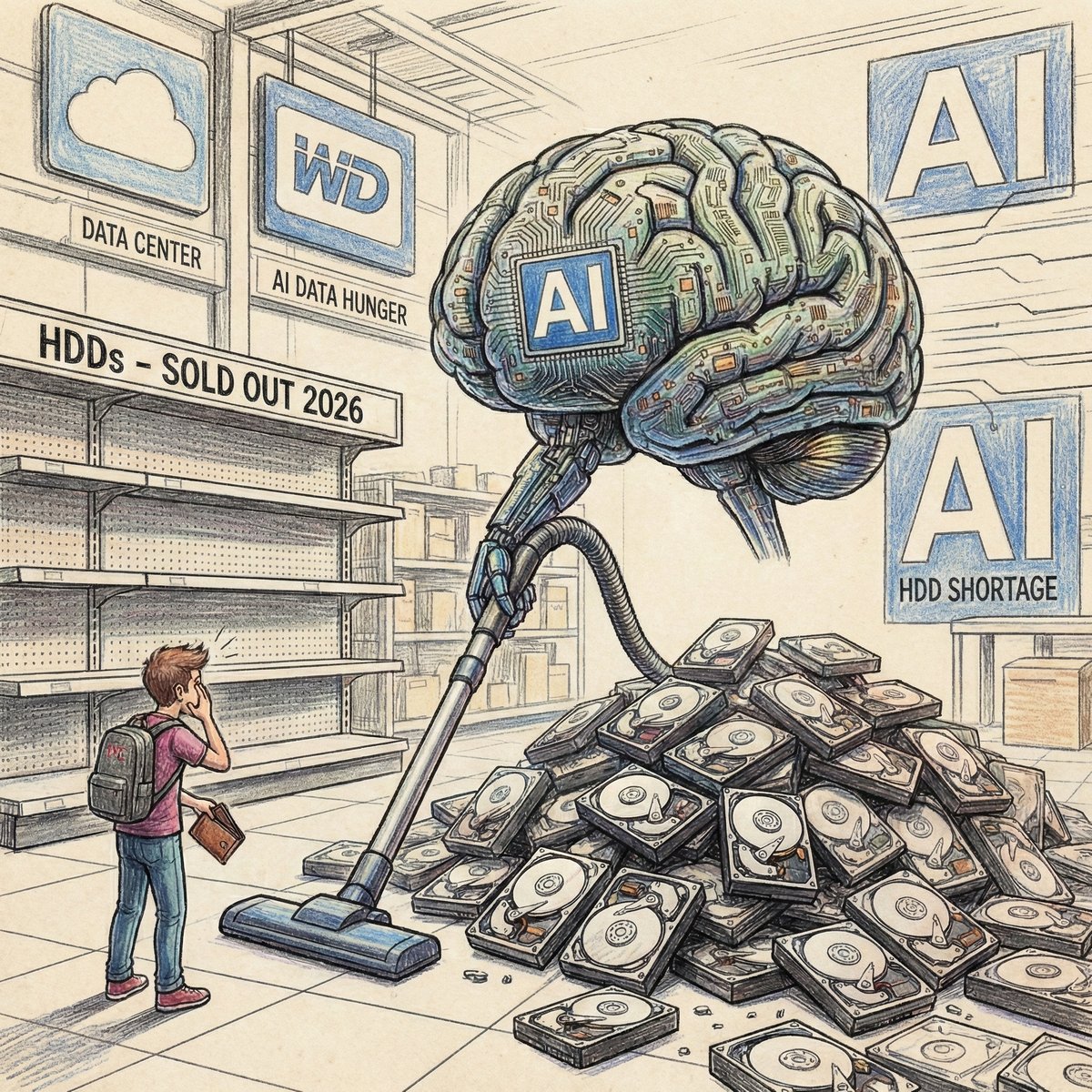 AI 吞噬儲存產能！WD 宣佈 2026 全年硬碟預購一空，硬體通膨時代來臨？