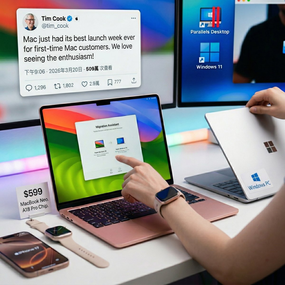 蘋果 MacBook Neo 全球開賣一週即缺貨，A18 Pro 降維打擊掀起 PC 陣營地震