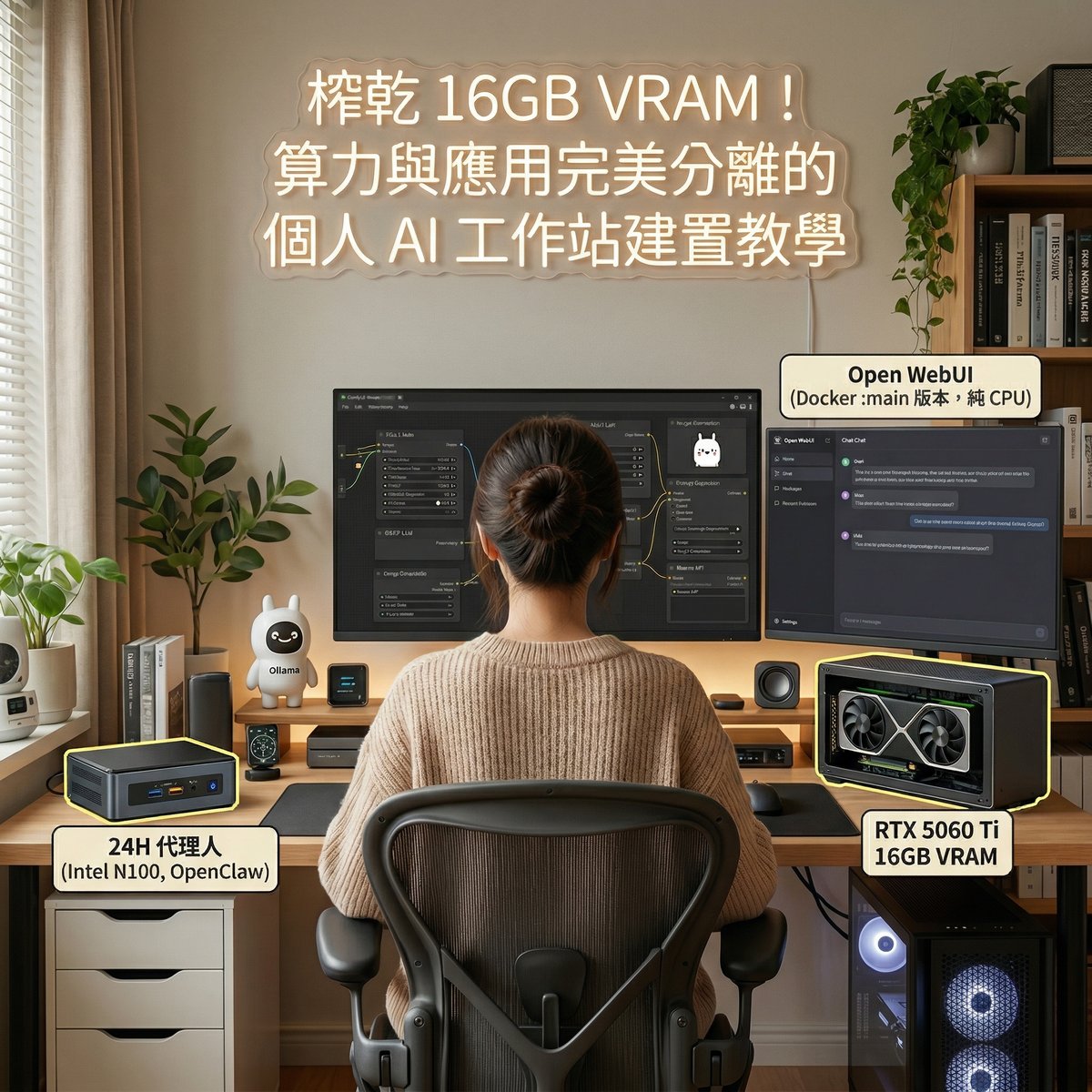 榨乾 16GB VRAM！算力與應用完美分離的個人 AI 工作站建置教學