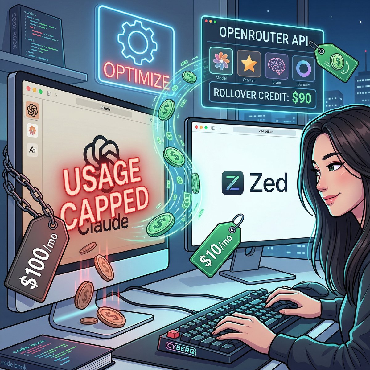 受不了 Claude 的限制或當掉不能用的時候嗎? 將每月 100 美元預算重新分配給 Zed 與 OpenRouter 的最佳化策略