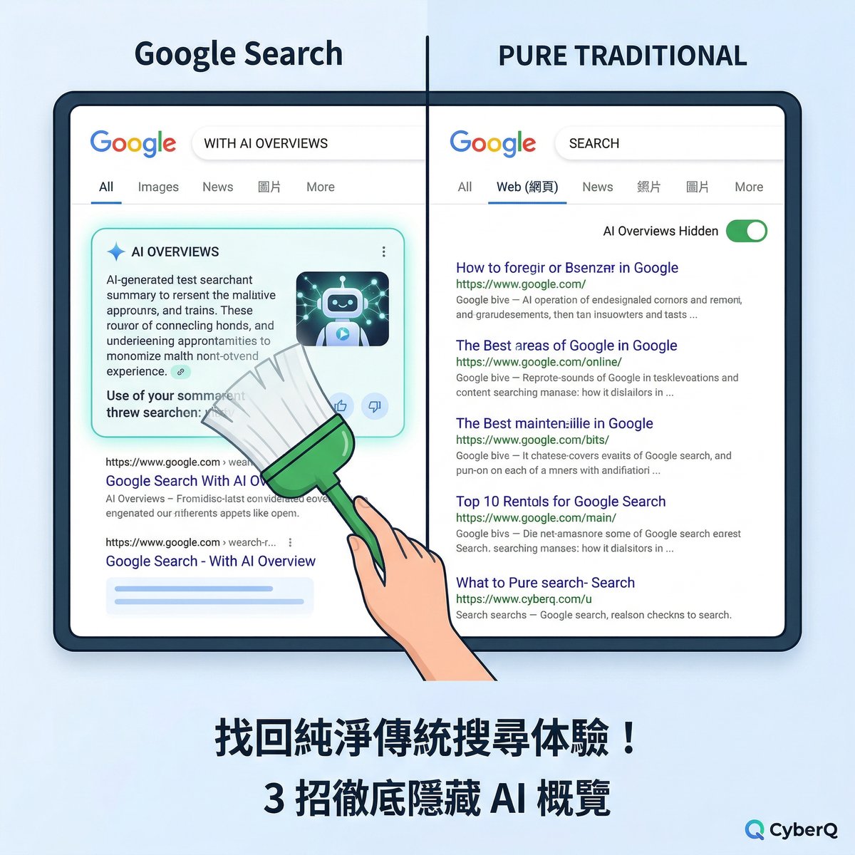 找回純淨的傳統 Google！3 招教你徹底隱藏 AI 摘要概覽搜尋
