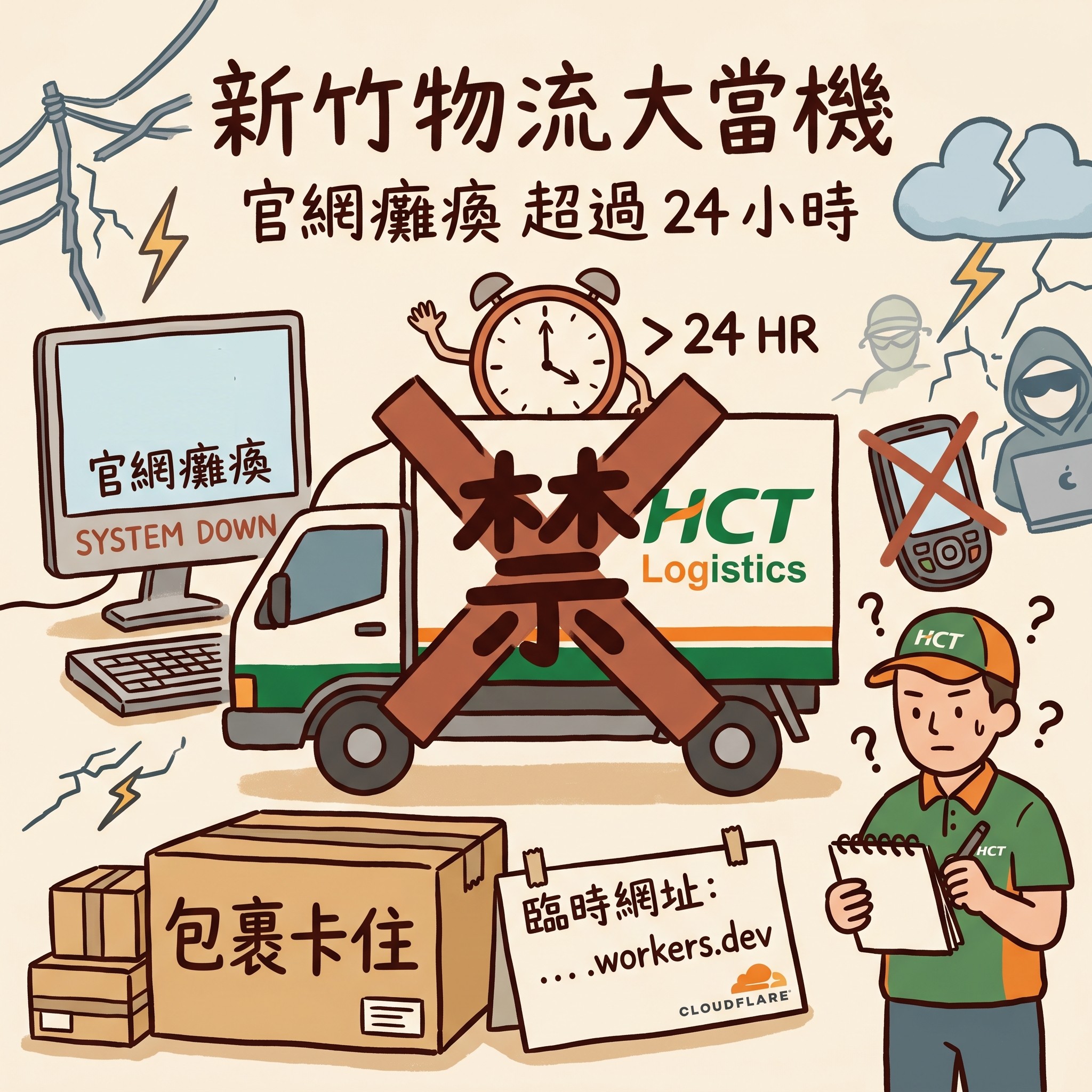 新竹物流大當機超過24小時！官網癱瘓僅靠臨時網址撐場