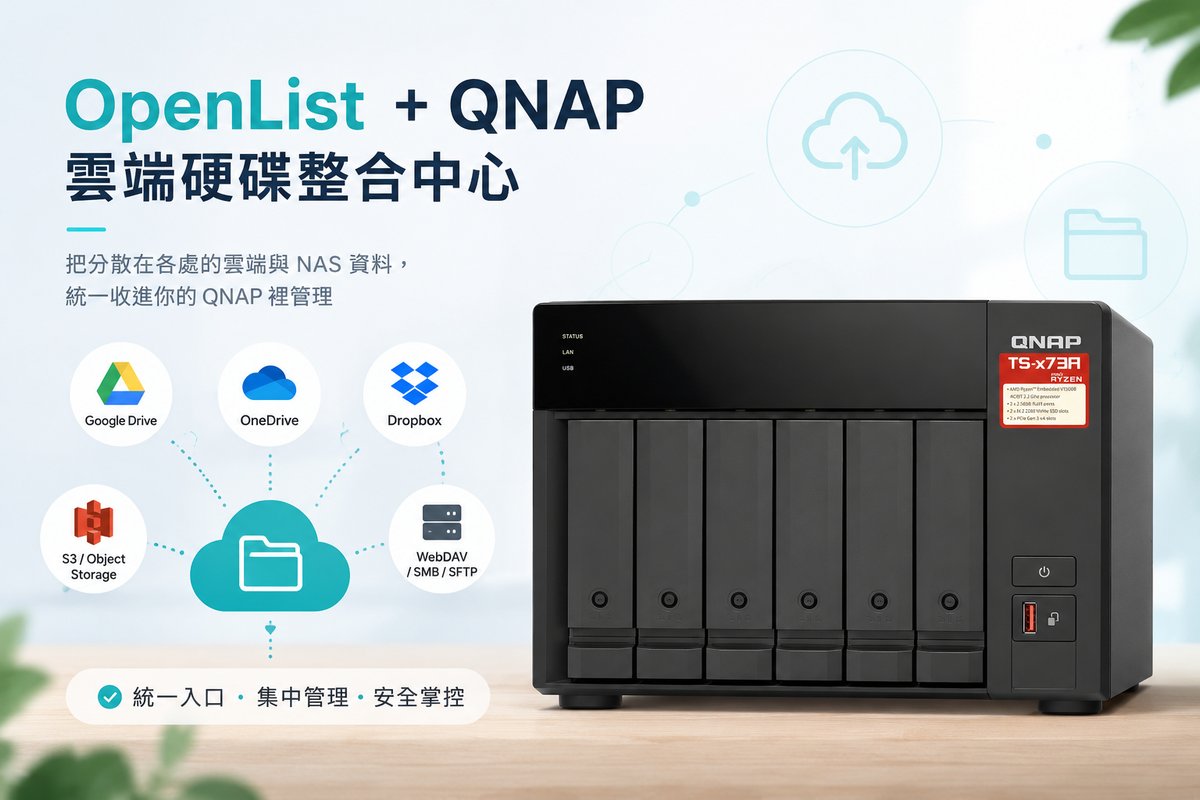 把分散各地的檔案收回 QNAP NAS 統一管理，透過 OpenList 打造專屬自己的雲端硬碟整合中心