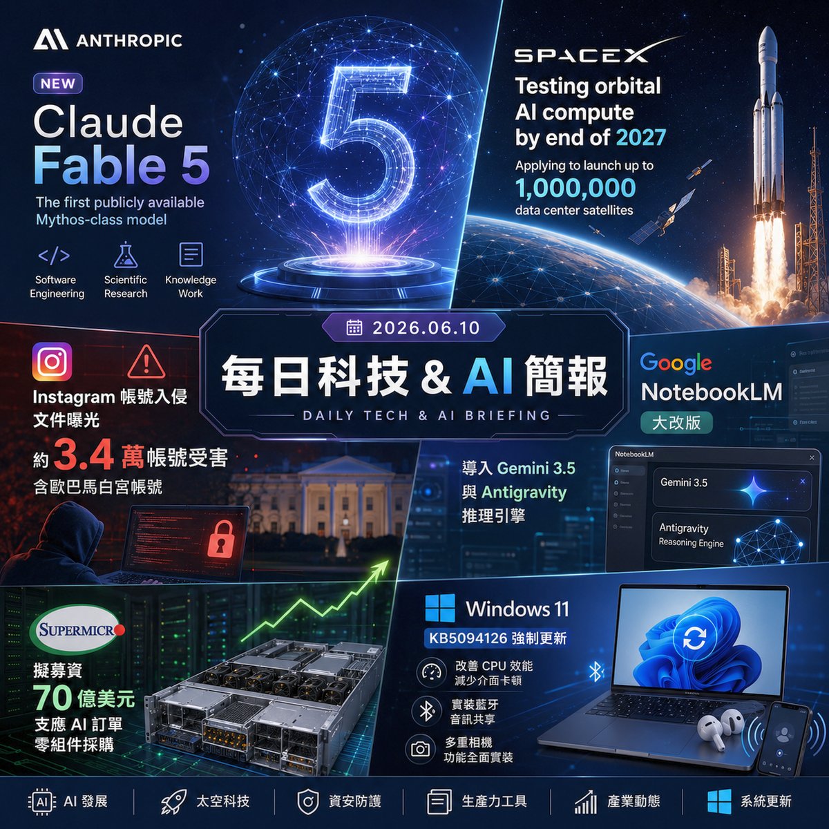 Anthropic 發布 Claude Fable 5：首款公開的 Mythos 級模型｜每日科技 & AI 簡報｜2026年6月10日