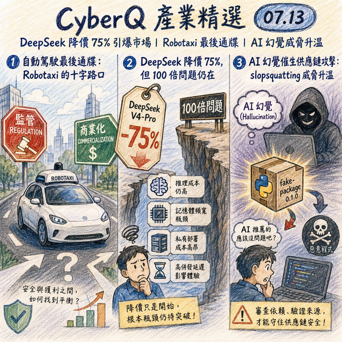 DeepSeek降價75%引爆市場｜Robotaxi最後通牒｜產業精選 07.13