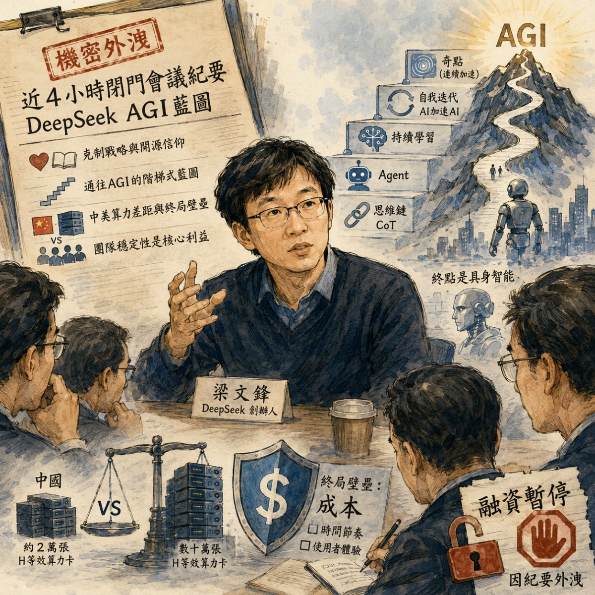 梁文鋒近 4 小時閉門會議紀要外洩：解密 DeepSeek 的 AGI 藍圖與融資暫停風波