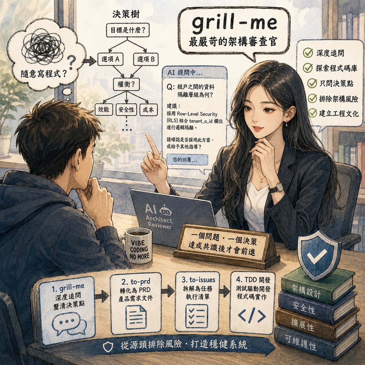 告別隨意寫程式!Matt Pocock 推出 grill-me 技能,讓 AI 成為最嚴苛的架構審查官