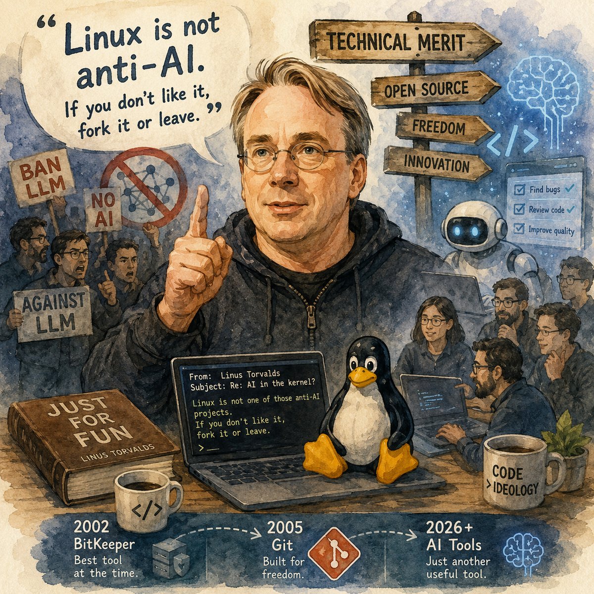 Linus Torvalds 親自定調：Linux 不是反 AI 專案，不滿者可自行 Fork