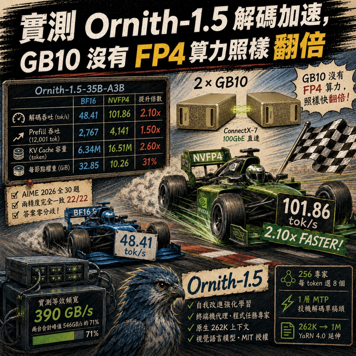 實測 Ornith-1.5 解碼加速，GB10 沒有 FP4 算力照樣翻倍