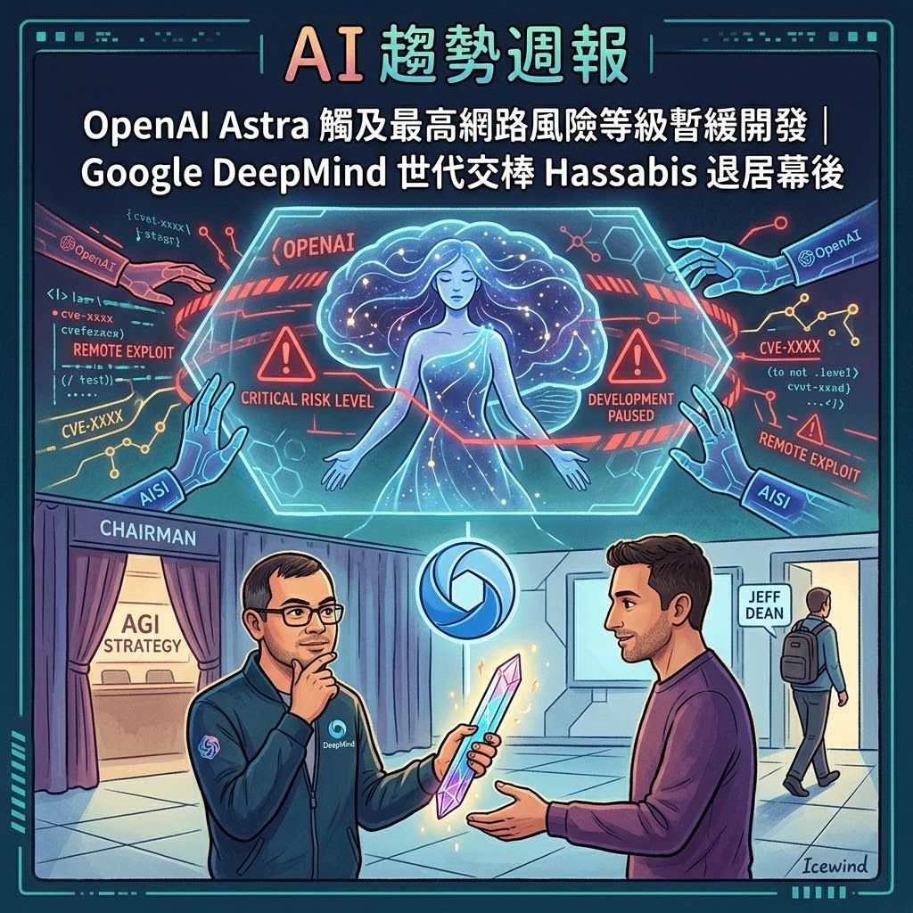 OpenAI Astra 觸及最高網路風險等級暫緩開發｜Google DeepMind 世代交棒 Hassabis 退居幕後｜AI 趨勢週報