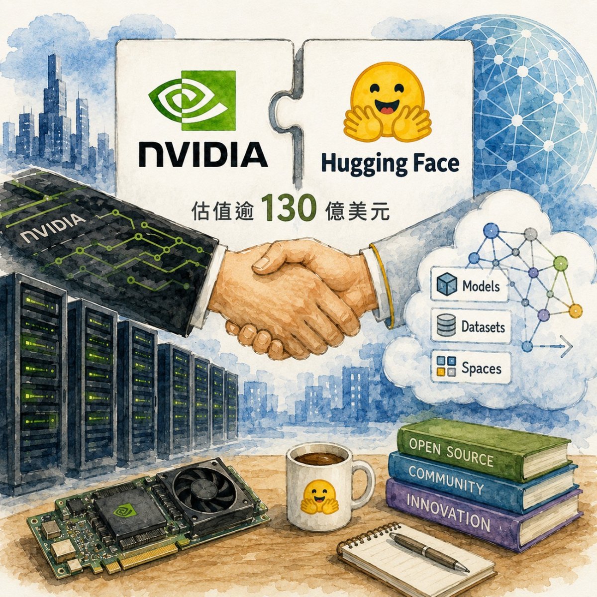 NVIDIA 洽購開源 AI 平台 Hugging Face 估值逾 130 億美元｜產業精選 08.27