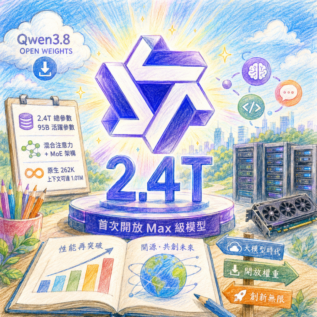 Qwen 3.8 開放權重可下載：Max 級 2.4T 模型首次開源，27B 亦值得期待