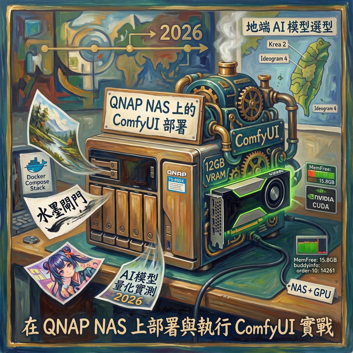 在地端打造 AI 出圖工作站：QNAP NAS 部署 ComfyUI 實戰紀錄與 Krea 2 工作流解析