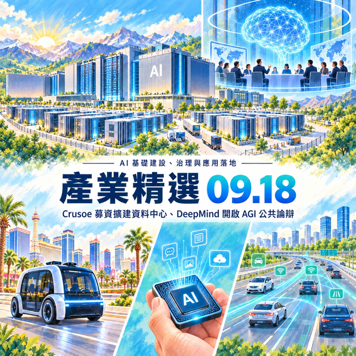 Crusoe 募資 39 億美元擴建資料中心、DeepMind 開啟 AGI 公共論辯｜產業精選 09.18