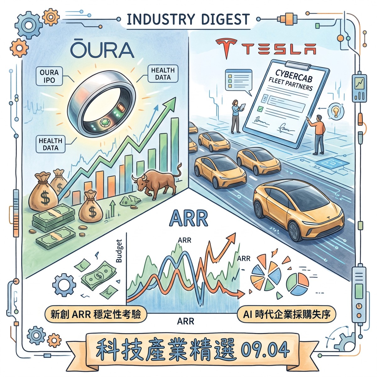 Oura 啟動 IPO 申請｜Tesla Cybercab 商業模式轉向｜產業精選 09.04