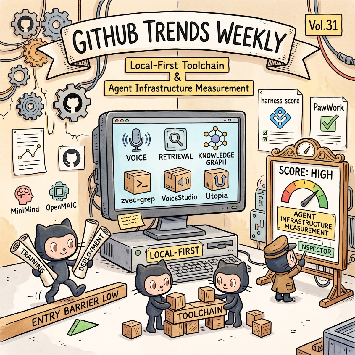 GitHub 趨勢周報 Vol.31：稀缺資源不再是算力，本地優先工具鏈陸續完善，代理治理邁入量測時代