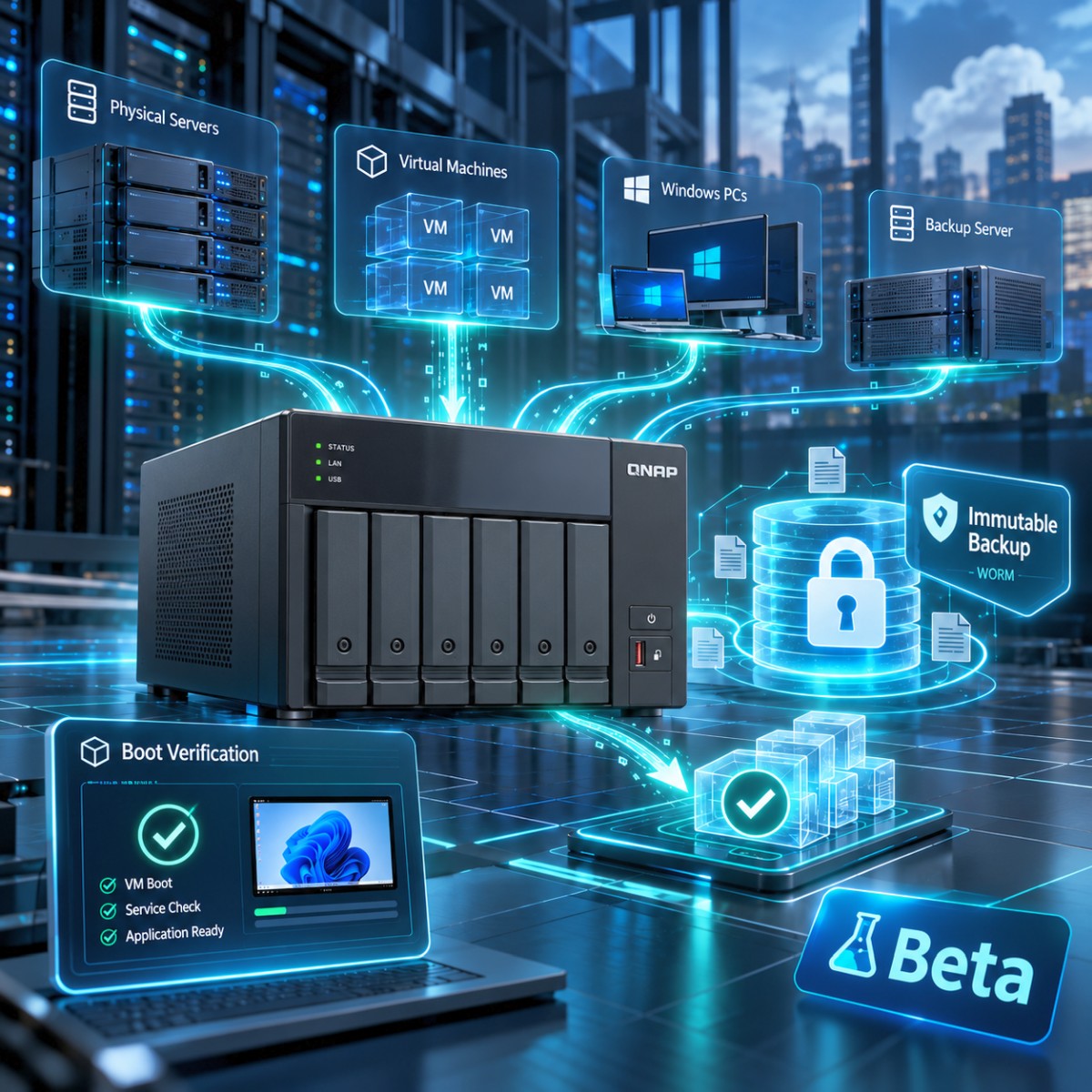 QNAP HDP for Business Beta 實測：一台 x86 NAS 當企業備份中心，不可變備份與開機驗證加影片