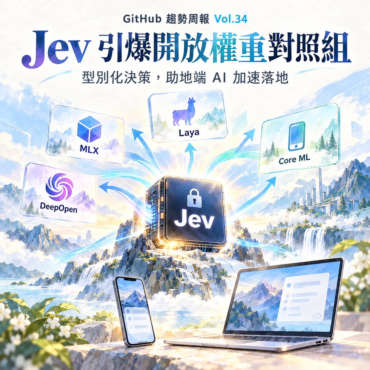 GitHub 趨勢周報 Vol.34，閉源決策模型 Jev 發表一週內出現一堆開放權重對照組，型別化決策助地端 AI 如虎添翼