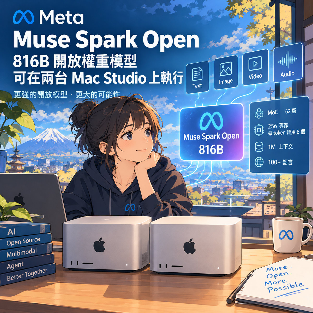 Meta 發布 Muse Spark Open，816B 開放權重模型可在兩台 Mac Studio 上執行