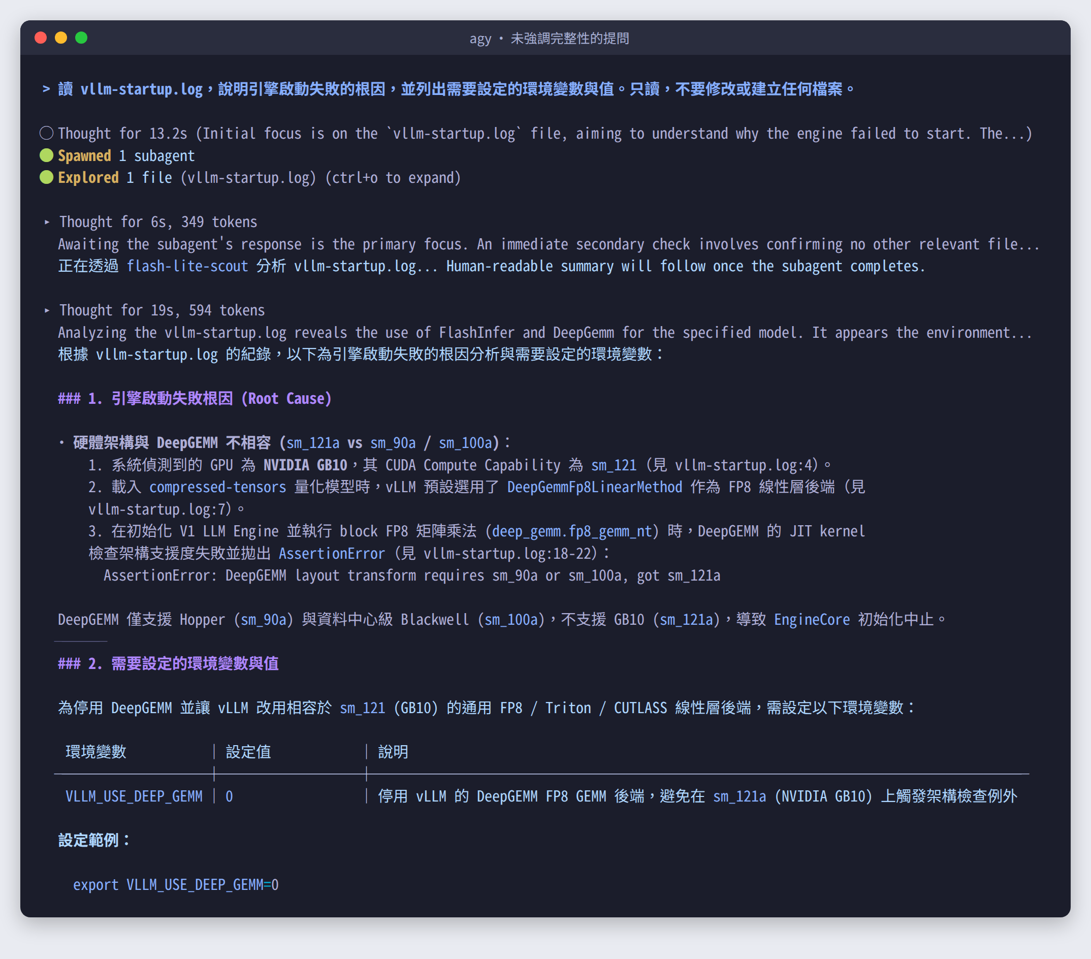 互動模式下的回答,只列出 VLLM_USE_DEEP_GEMM