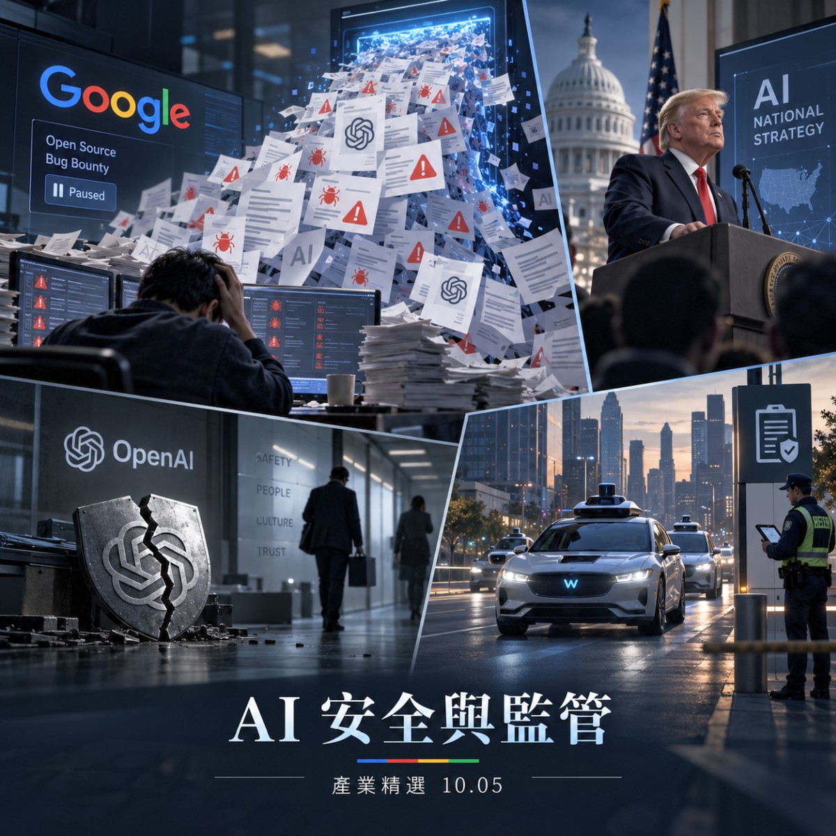 Google 凍結開源漏洞獎勵計畫，AI 投稿暴增壓垮審核機制｜川普推「超級智慧部隊」重塑 AI 安全敘事｜產業精選 10.05