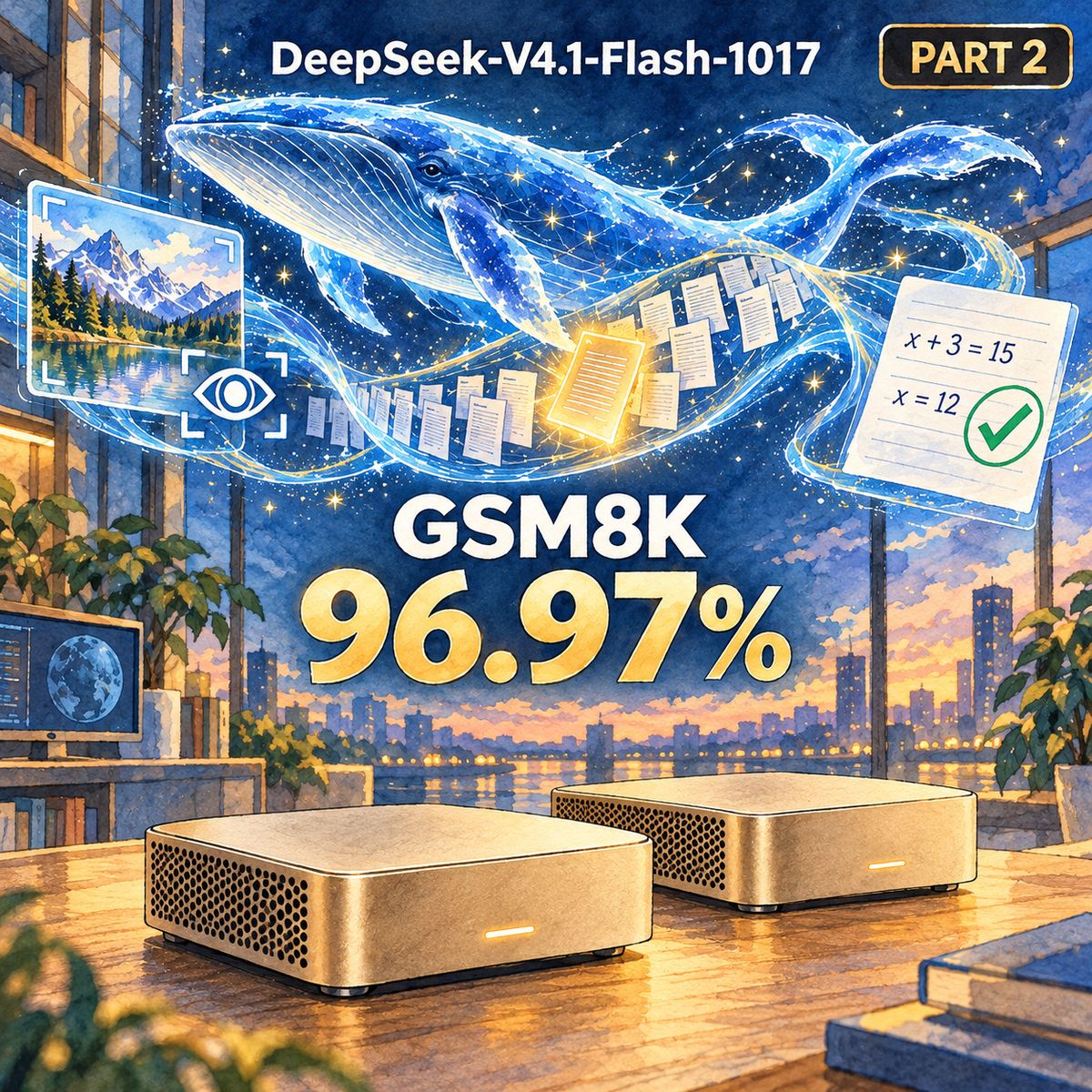 實測 DeepSeek-V4.1-Flash-1017 雙機 DGX Spark（二）：看圖能力與 GSM8K 測試資料全集